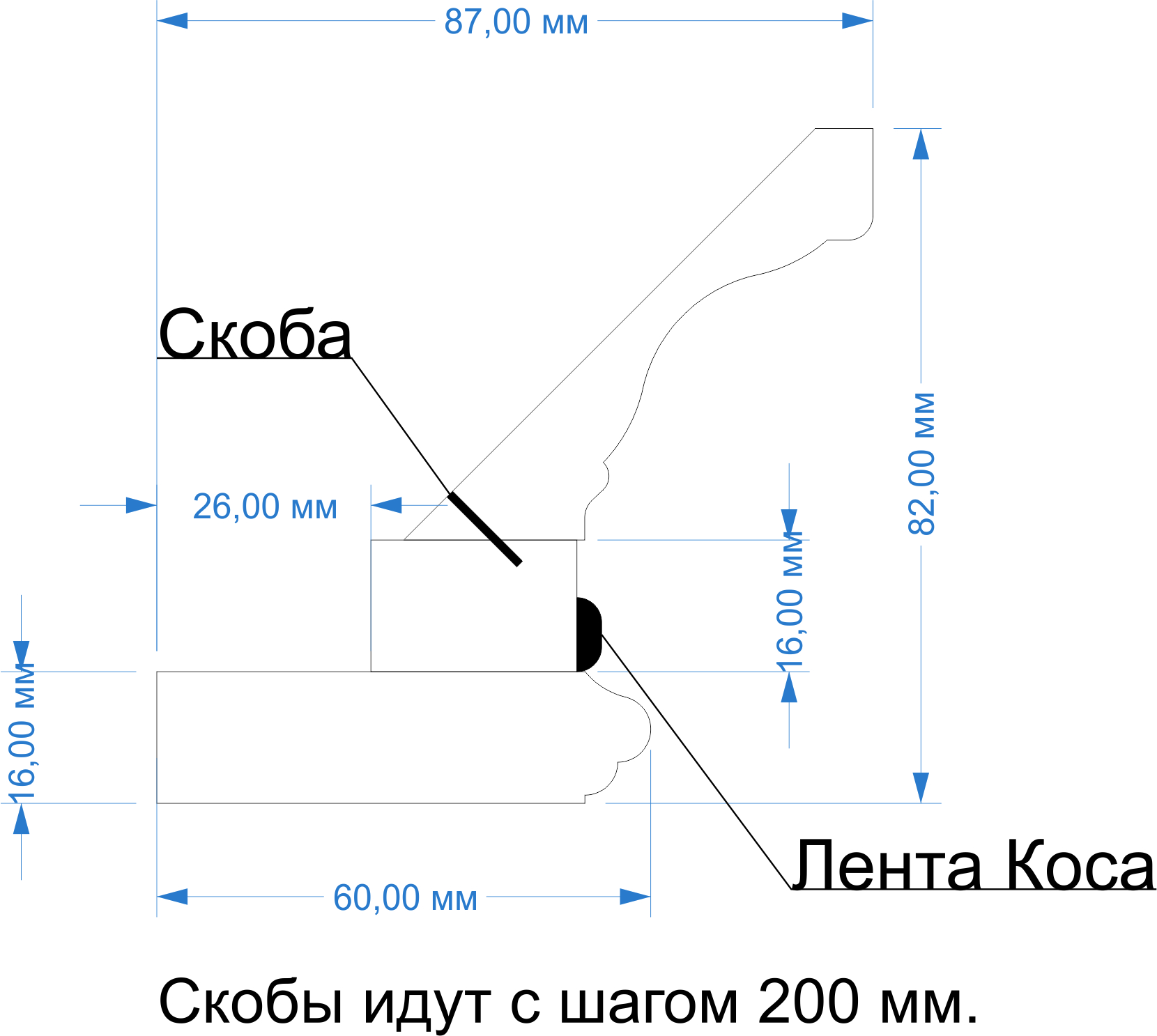 Чертеж багета прямого №1