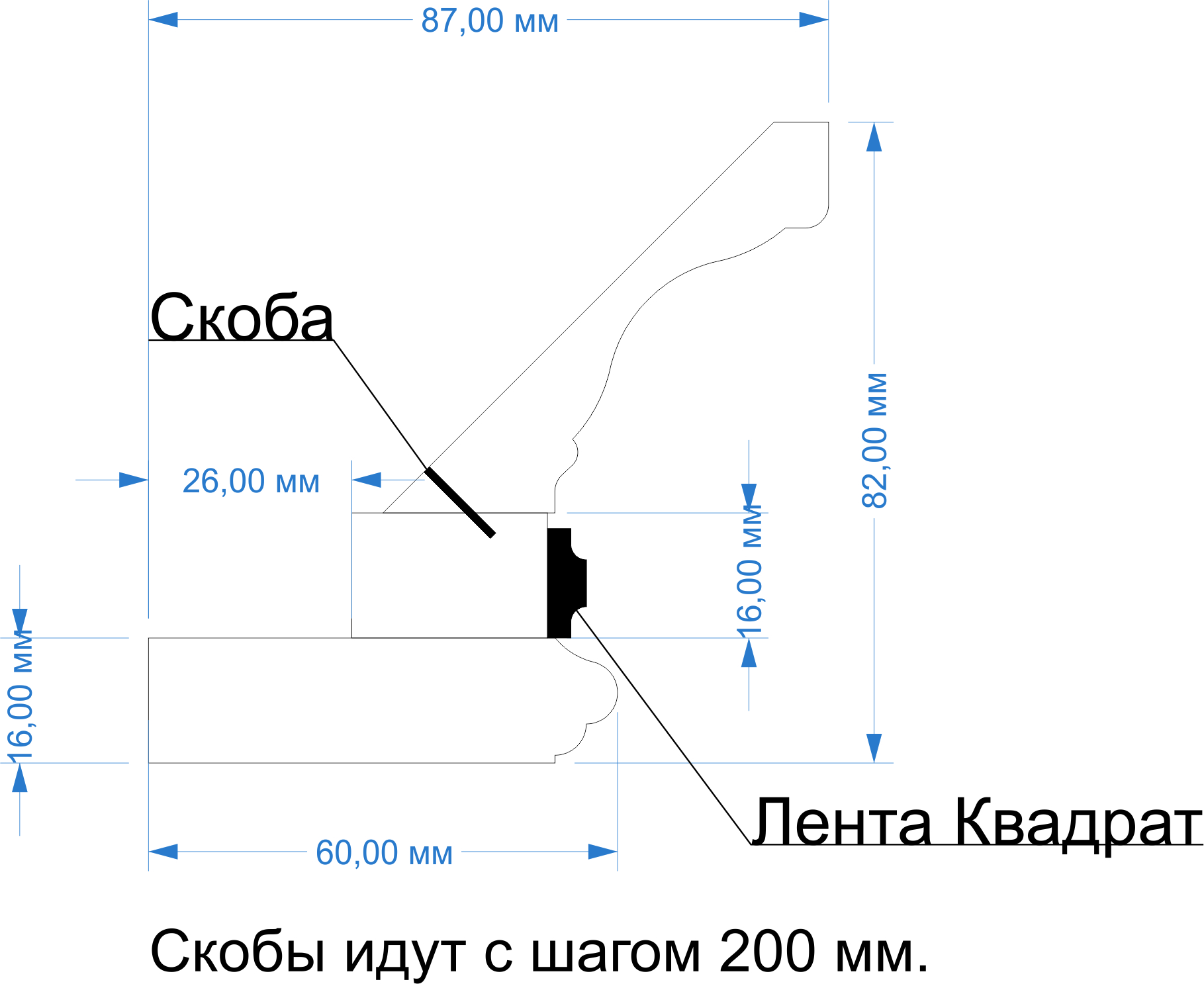 Чертеж багета прямого №2