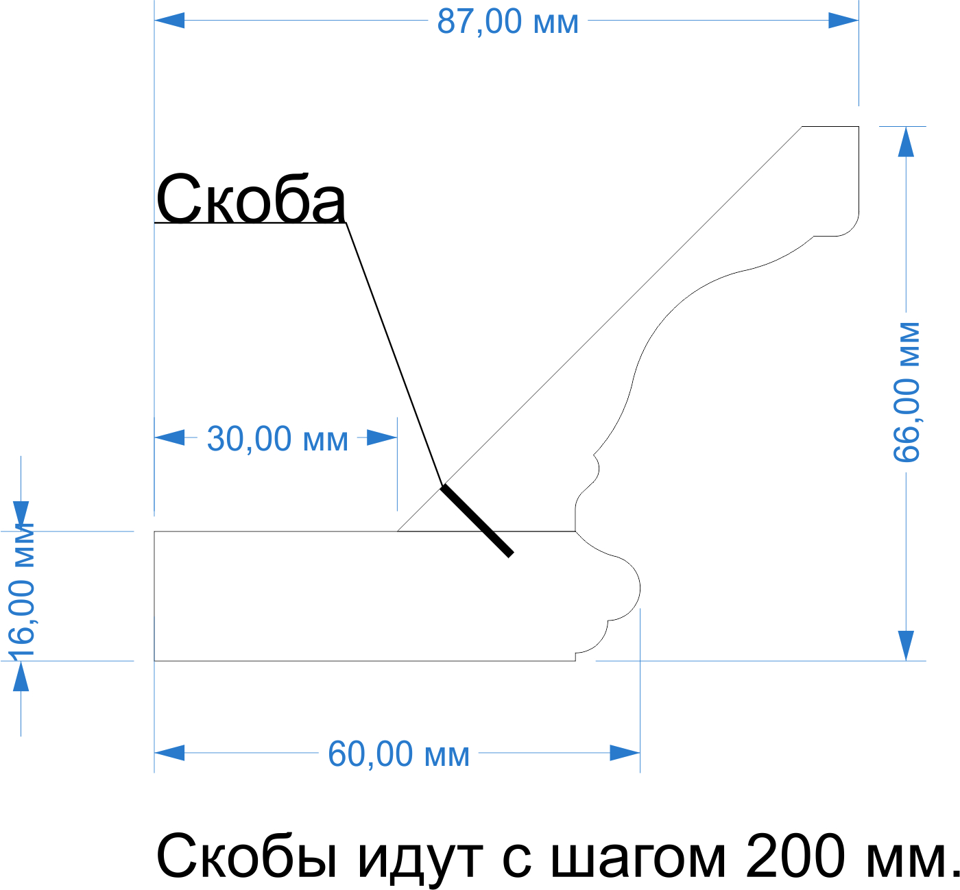 Чертеж багета прямого №3